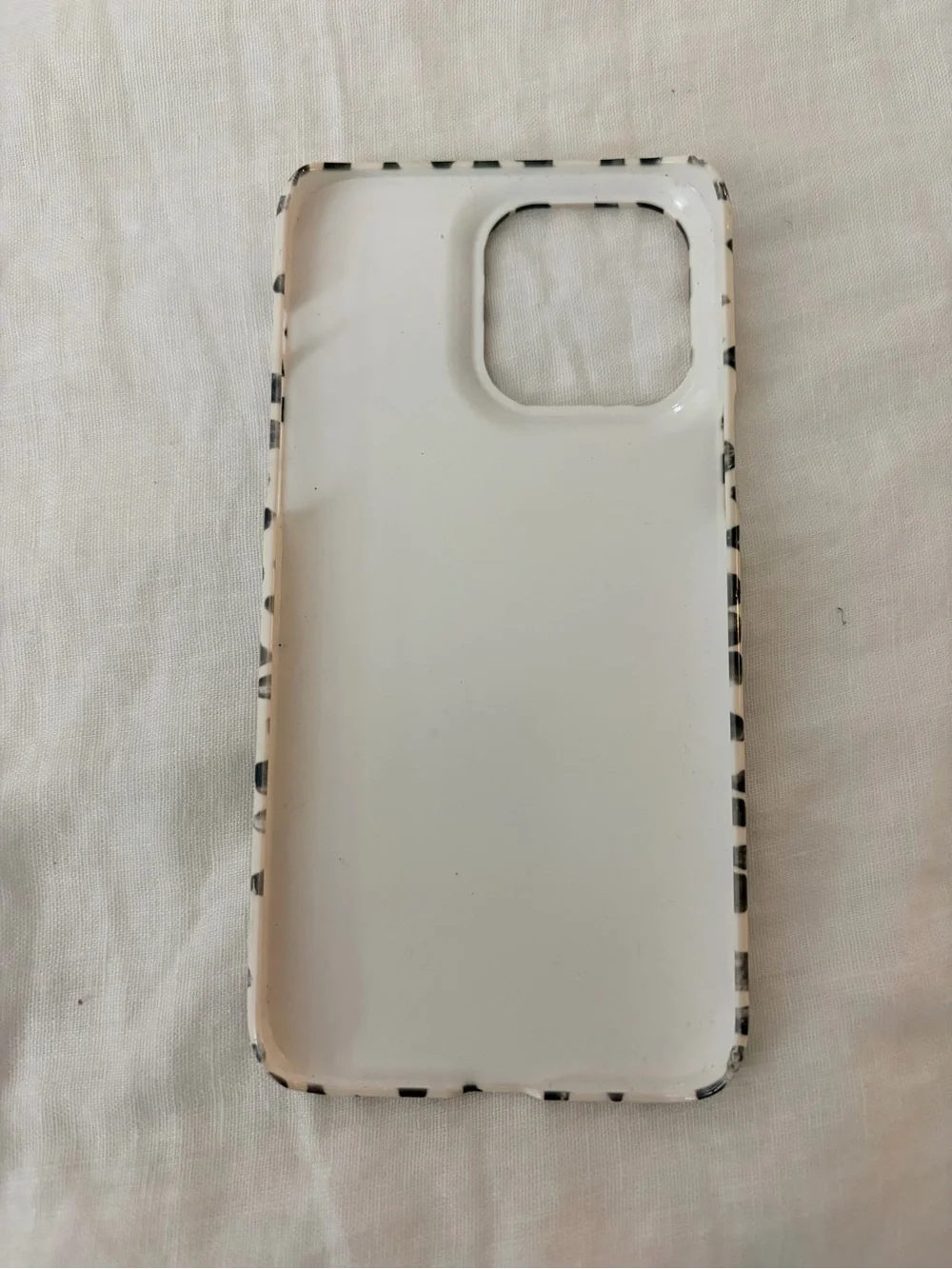 Burga Spotted Black & Cream Phone Case for IPhone 14 Pro Max with Gold Ring
